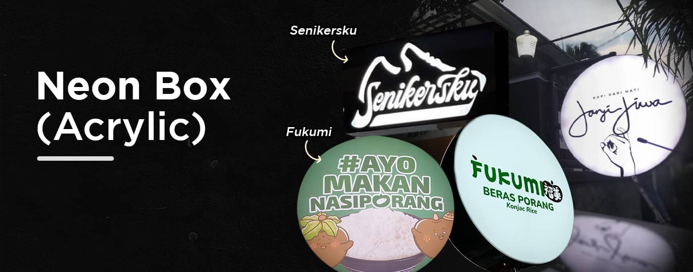 Banner Neon Box Akrilik My Laser Fox Surabaya